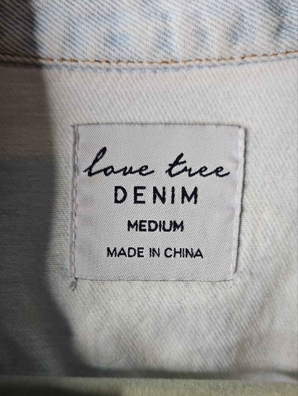 Love Tree Cream Cropped Denim Jacket with Floral Artwork Medium - Picture 3 of 11